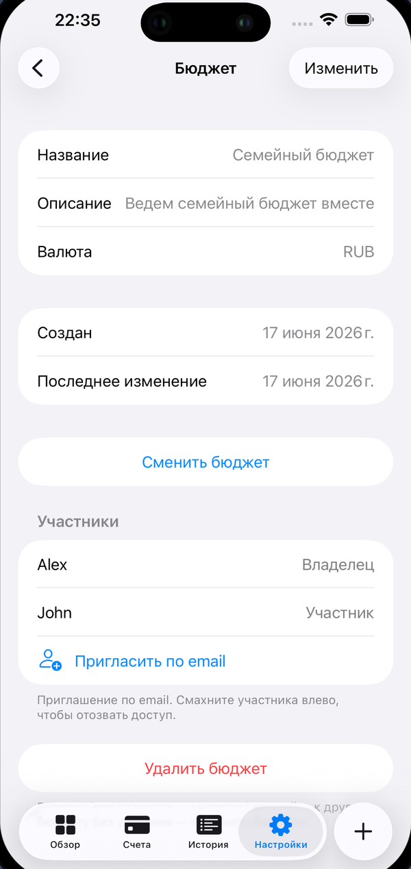 FinRox — участники общего бюджета